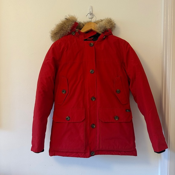 Woolrich Jackets & Blazers - Woolrich Arctic Red Hooded Parka with Coyote Fur Trim | Size XS